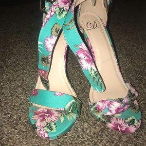 Floral strap heels